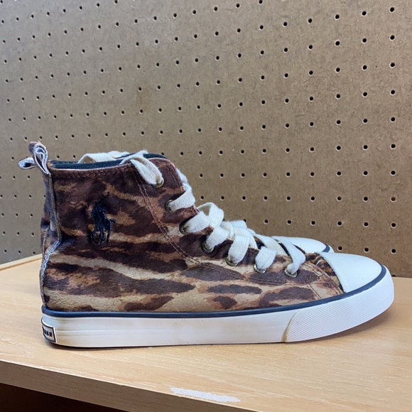 Polo Ralph Lauren Harbour Hi Women’s Size 7.5 Sneakers Animal Fur - Picture 2 of 12